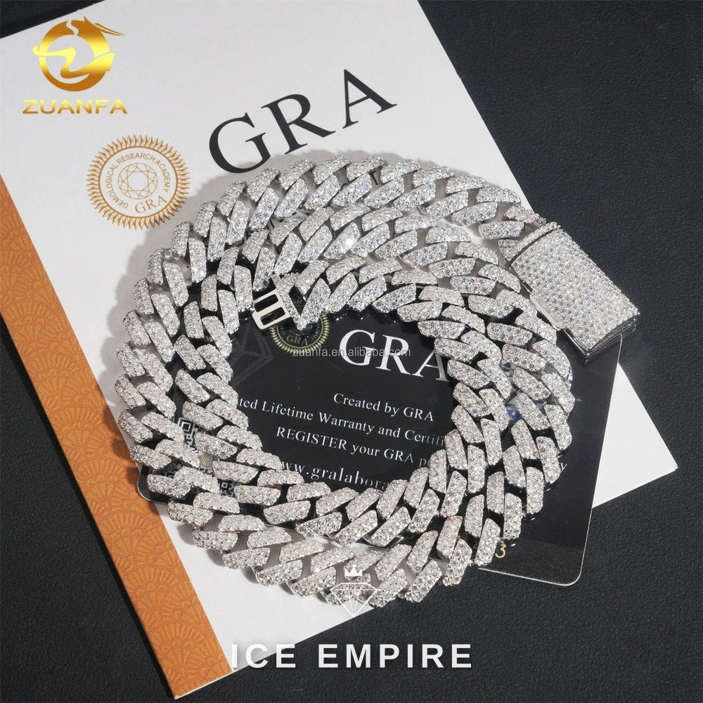 Iced Out 925 Silver Moissanite Cuban Chain