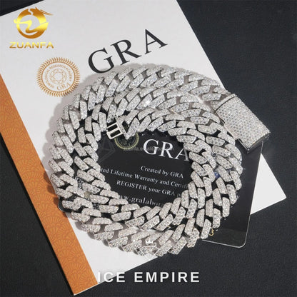 Iced Out 925 Silver Moissanite Cuban Chain