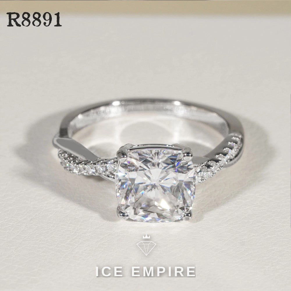 Iced Out 925 Silver Moissanite Engagement Ring