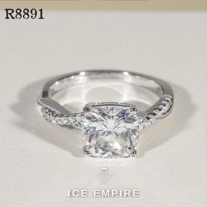 Iced Out 925 Silver Moissanite Engagement Ring
