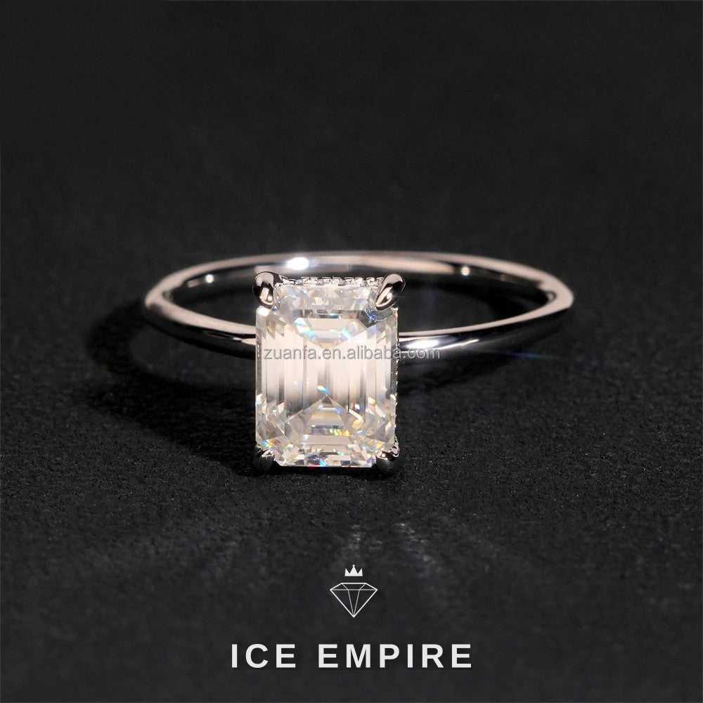 Iced Out 925 Silver Moissanite Engagement Ring