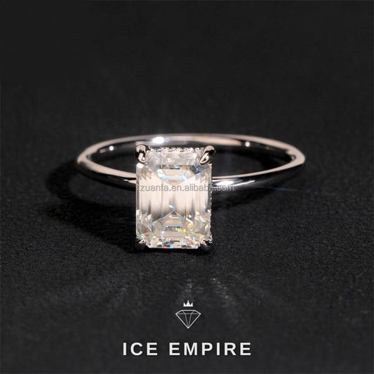 Iced Out 925 Silver Moissanite Engagement Ring