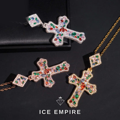 Iced Out Cross Rose Gold Plated Pendant