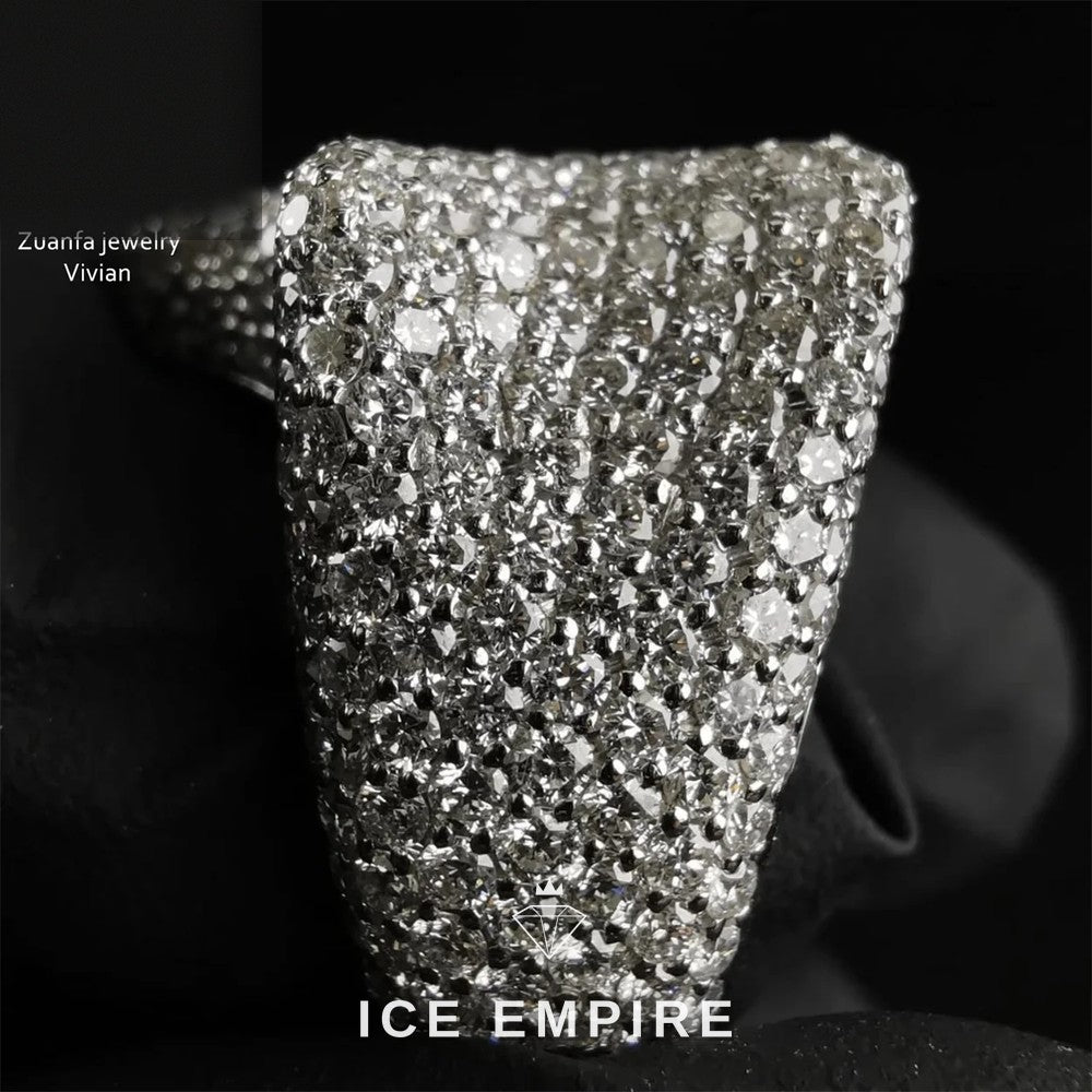 Iced Out 925 Silver Moissanite Ring