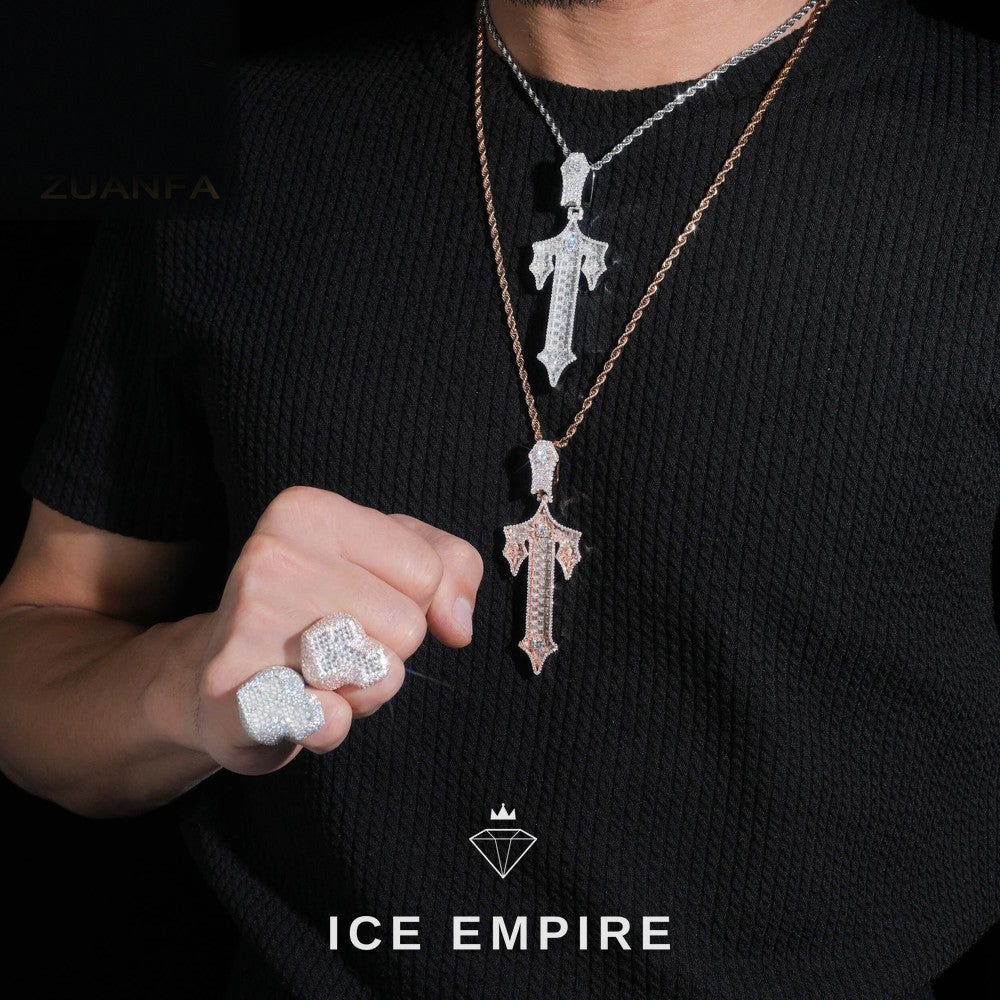 Iced Out Cross 925 Silver Moissanite Pendant