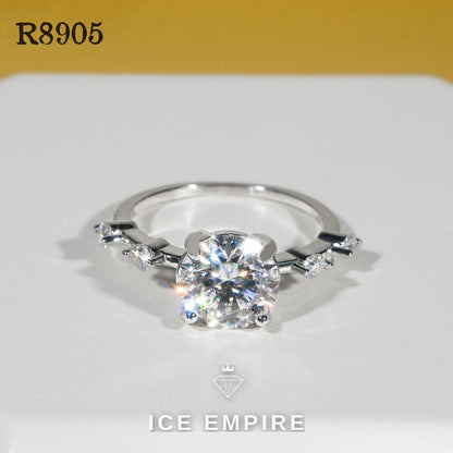 Iced Out 925 Silver Moissanite Engagement Ring