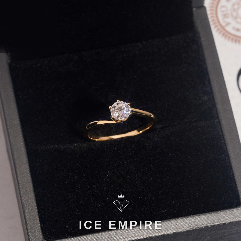 Iced Out 14K Gold Moissanite Engagement Ring