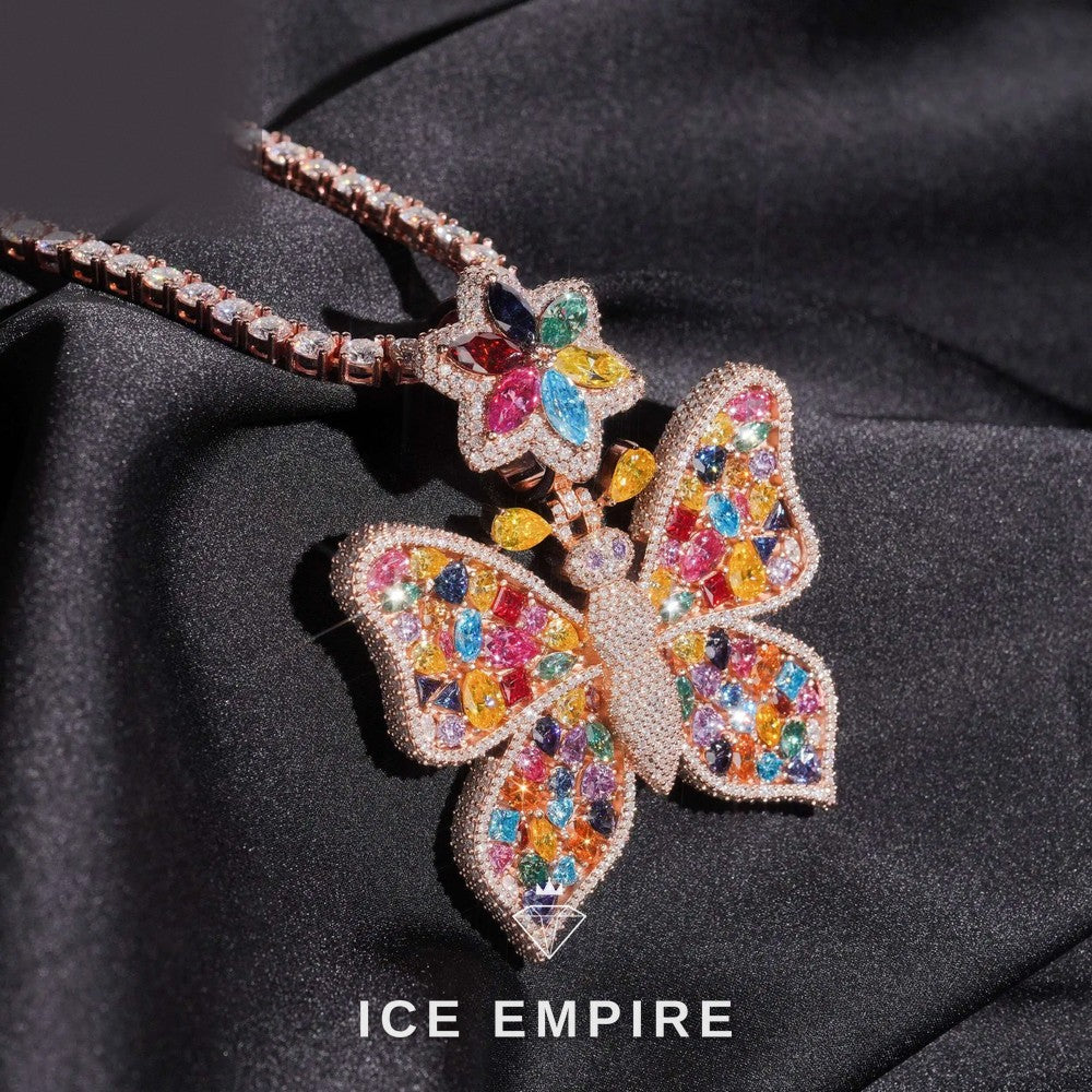 Iced Out Rose Gold Plated Moissanite Pendant