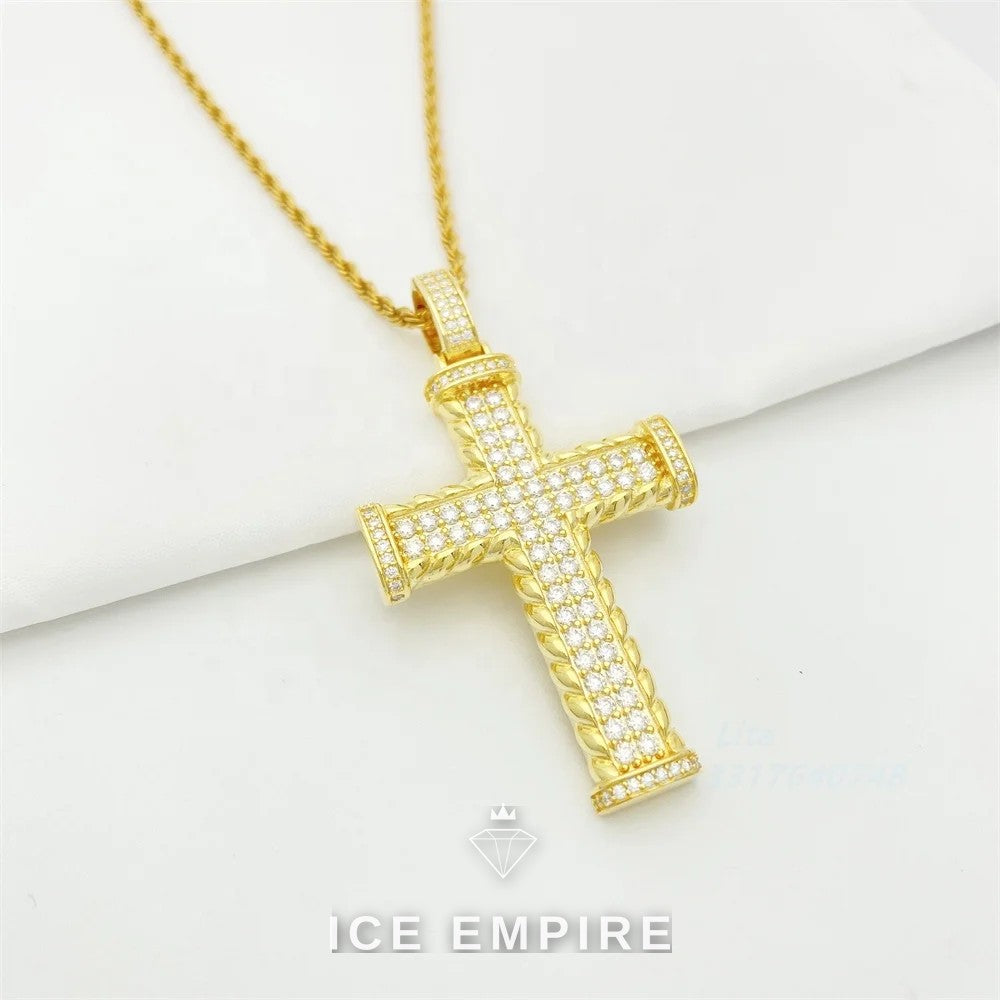 Iced Out Cross 925 Silver Pendant