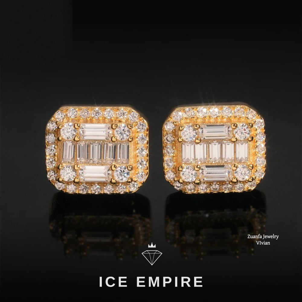 Iced Out 925 Silver Moissanite Earrings