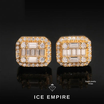 Iced Out 925 Silver Moissanite Earrings