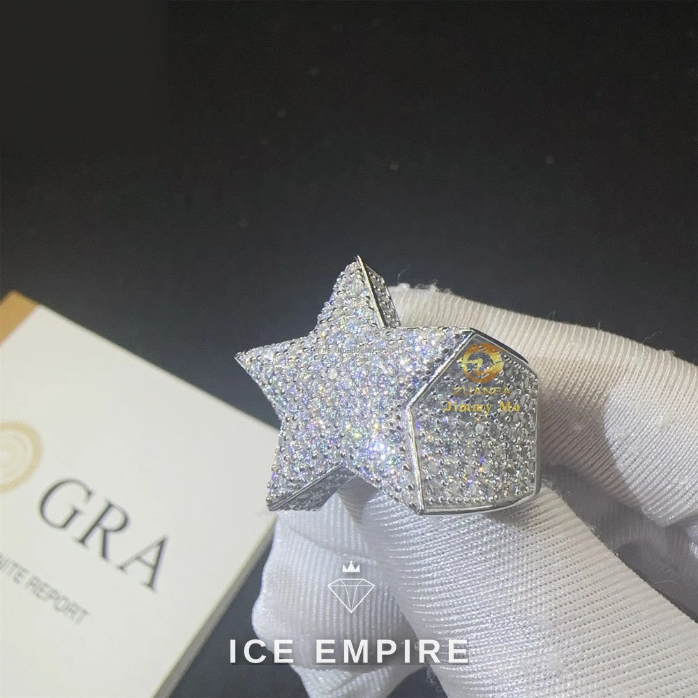 Iced Out 925 Silver Moissanite Ring