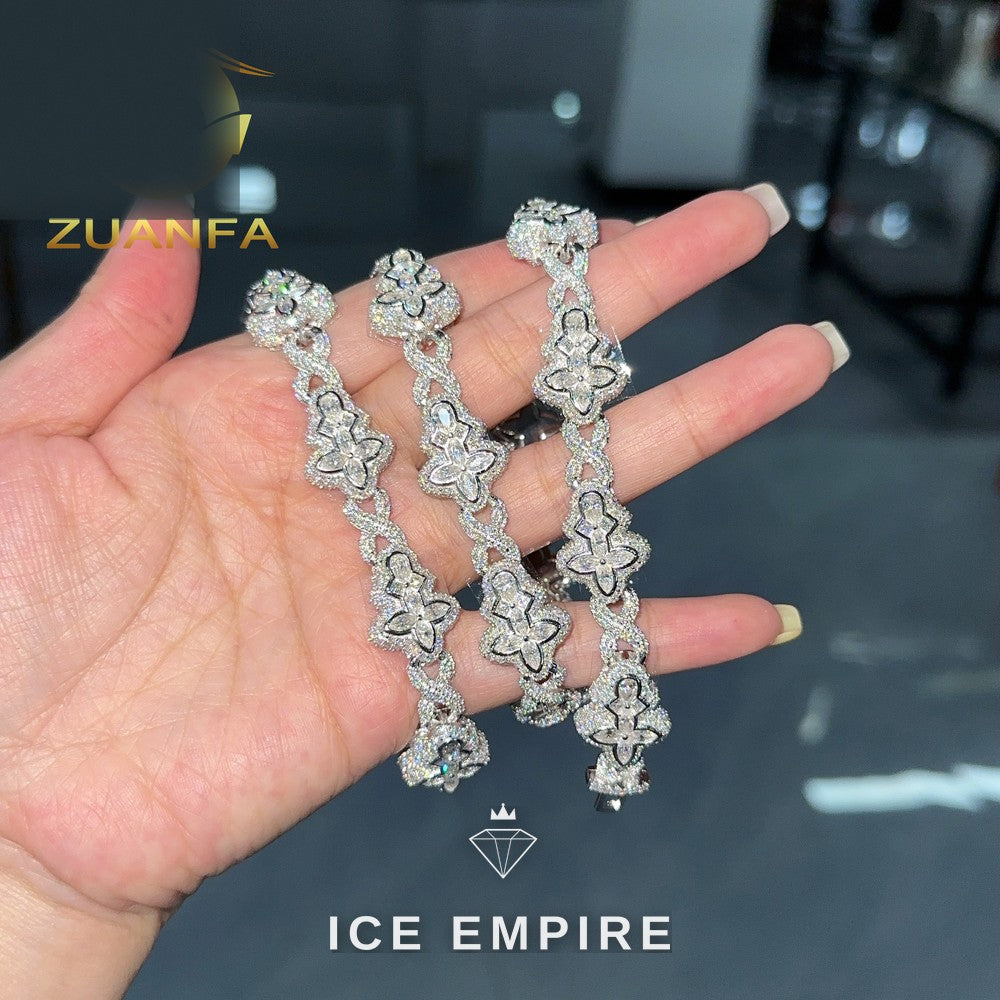 Iced Out Cross Rose Gold Plated Moissanite Cuban Chain