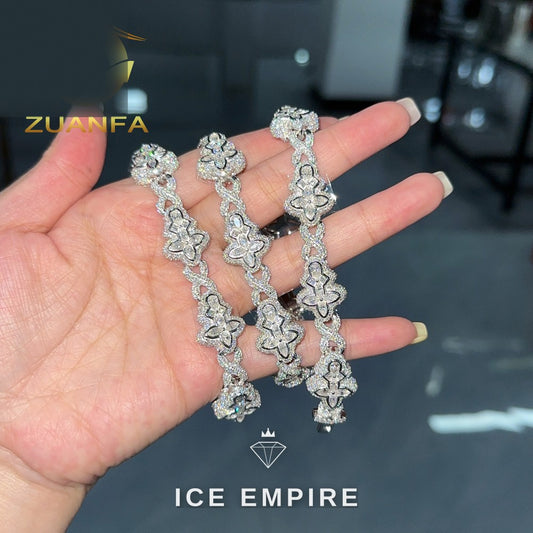 Iced Out Cross Rose Gold Plated Moissanite Cuban Chain