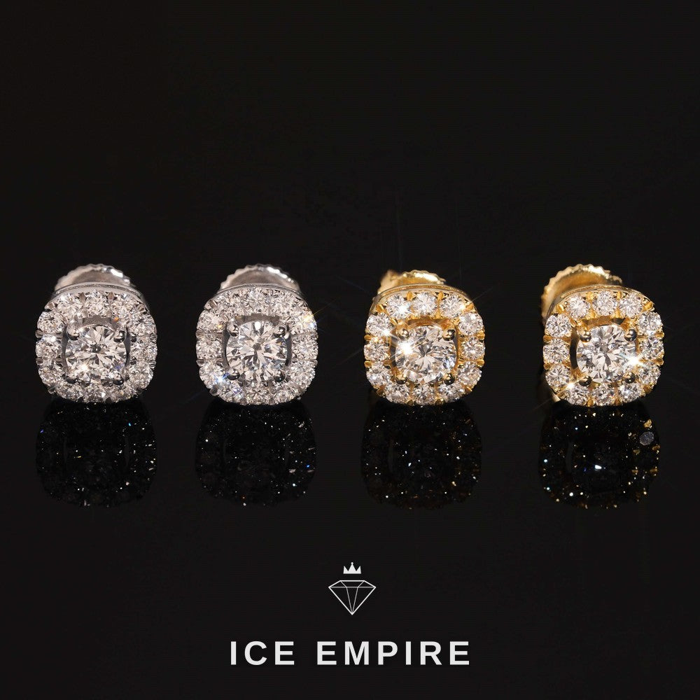 Iced Out Cluster Gold Plated Lab Grown Diamond Stud Earrings