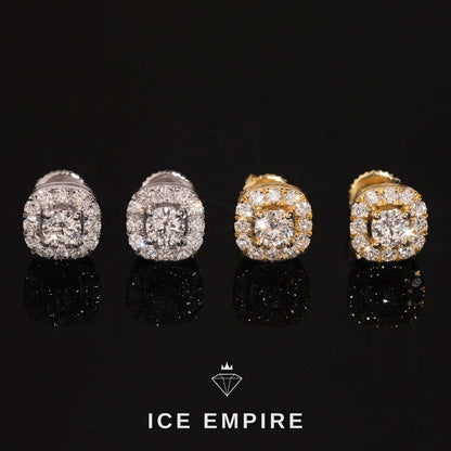 Iced Out Cluster Gold Plated Lab Grown Diamond Stud Earrings