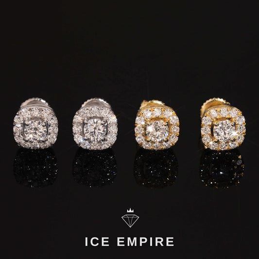 Iced Out Cluster Gold Plated Lab Grown Diamond Stud Earrings