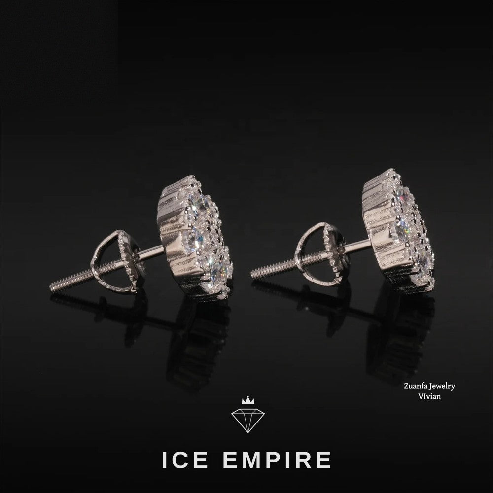 Iced Out 925 Silver Moissanite Stud Earrings