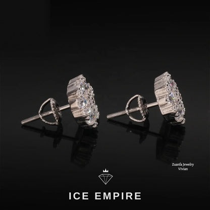 Iced Out 925 Silver Moissanite Stud Earrings