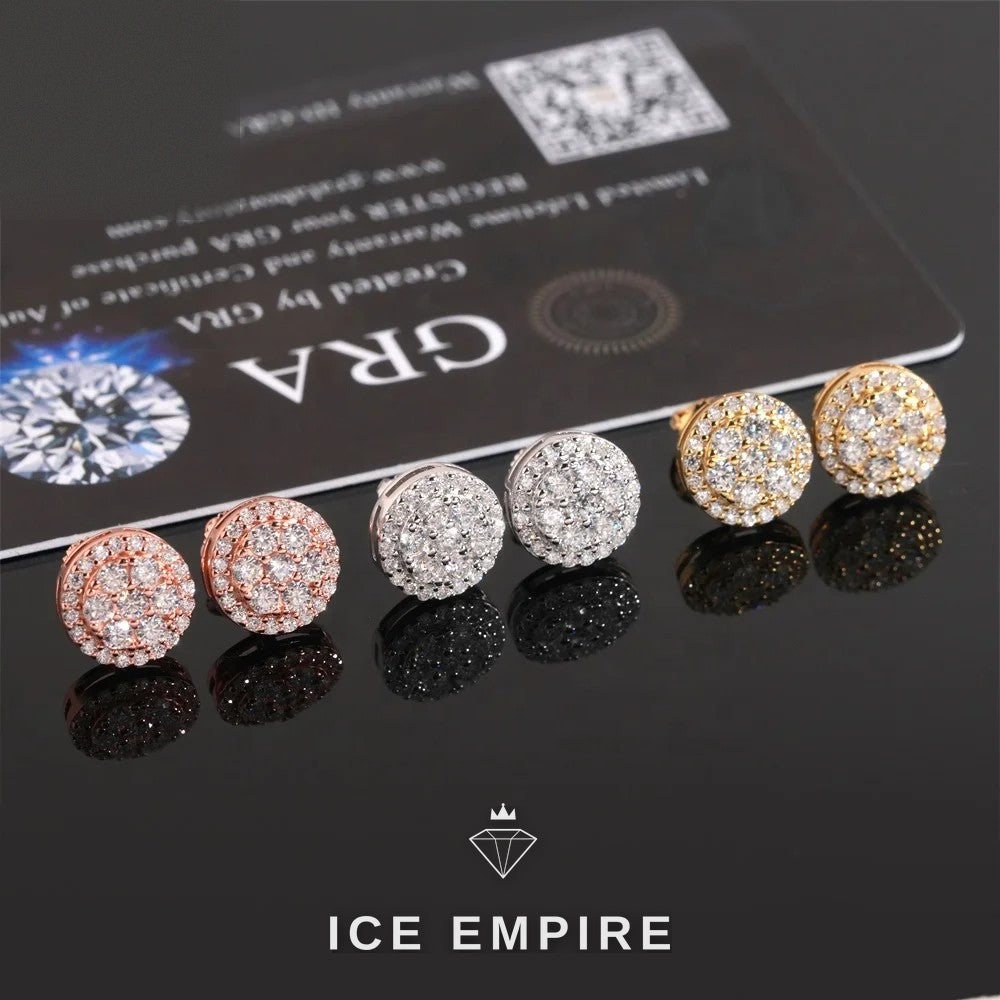 Iced Out 925 Silver Moissanite Stud Earrings