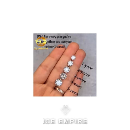 Iced Out 925 Silver Moissanite Engagement Ring