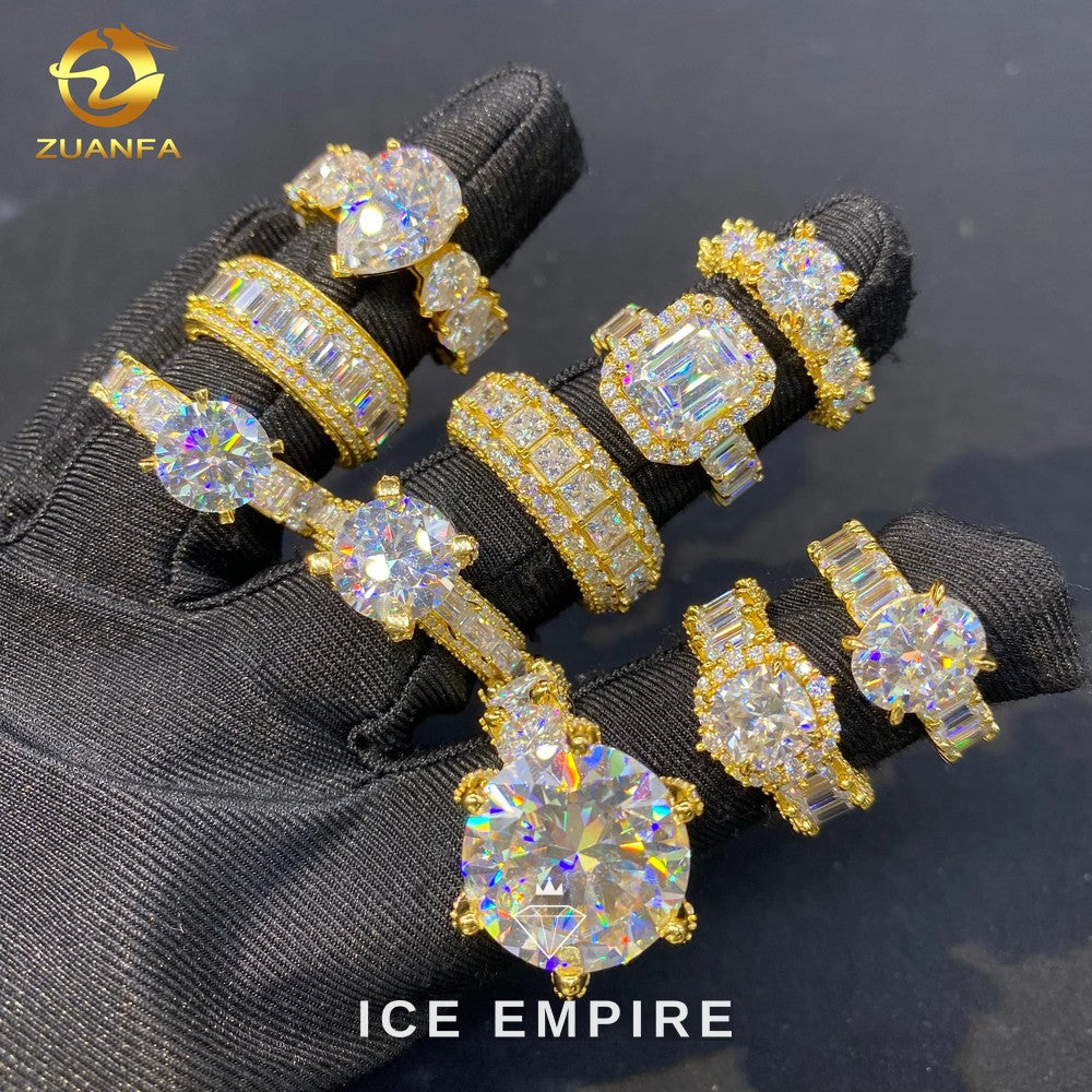 Iced Out 925 Silver Moissanite Engagement Ring