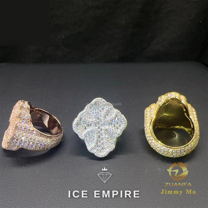 Iced Out Cross 925 Silver Moissanite Ring