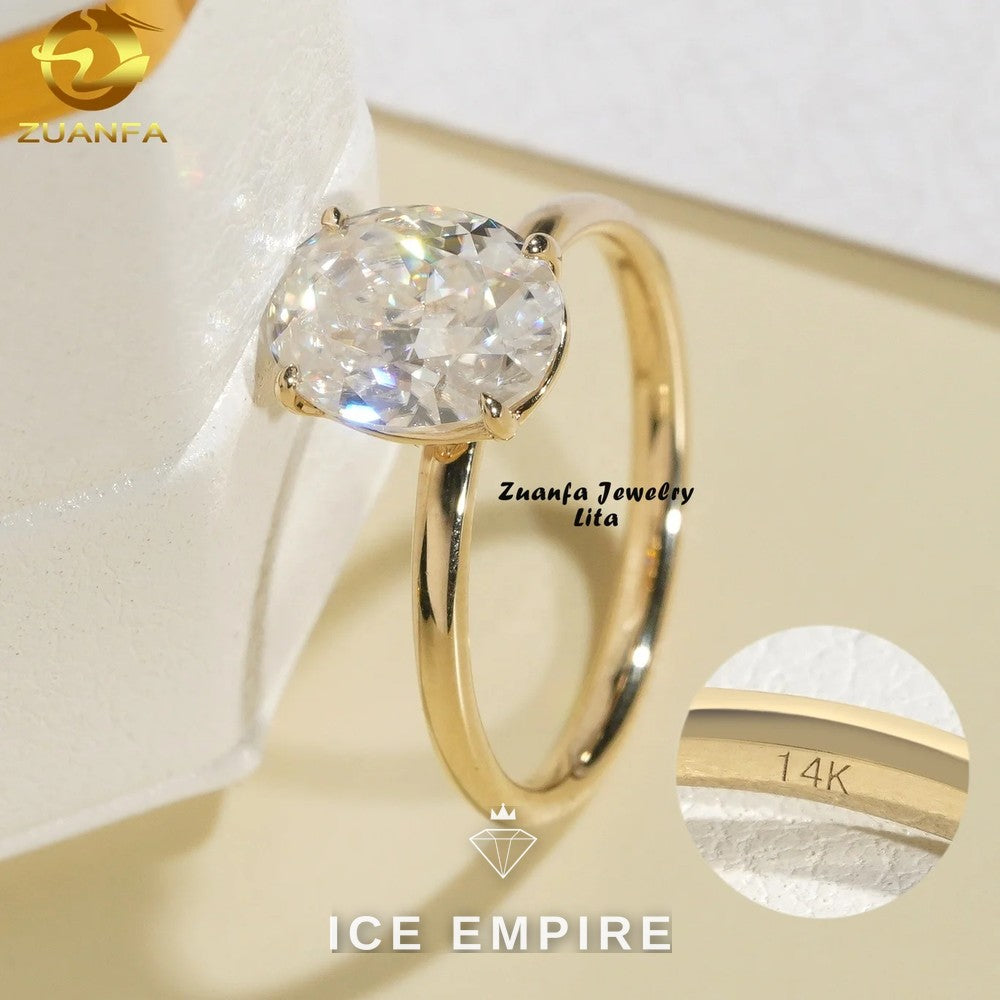 Iced Out Rose Gold Plated Moissanite Engagement Ring