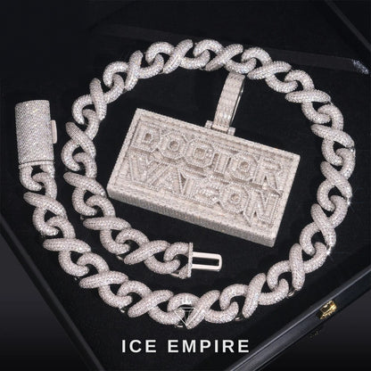 Iced Out Baguette 925 Silver Pendant