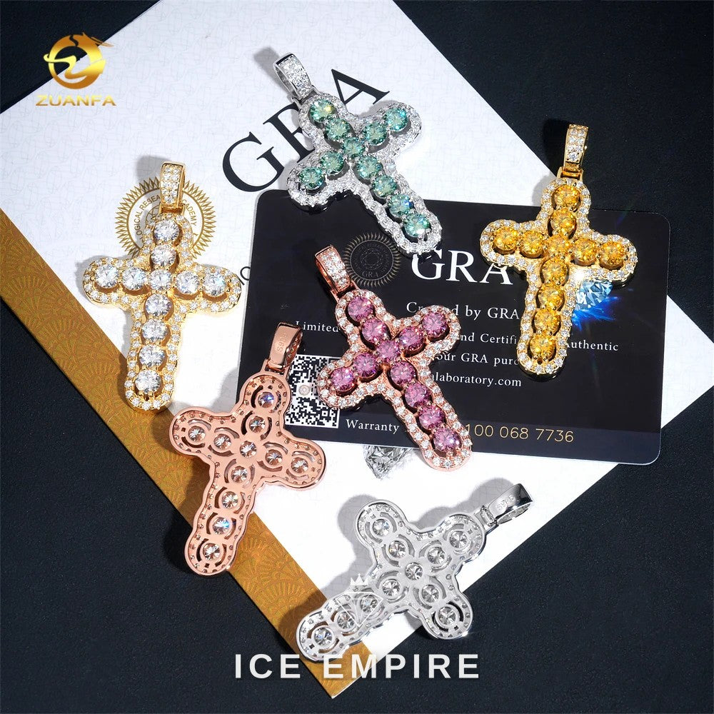 Iced Out Cross Rose Gold Plated Moissanite Rope Chain