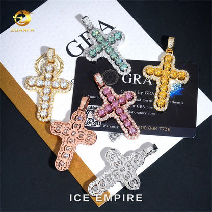 Iced Out Cross Rose Gold Plated Moissanite Rope Chain