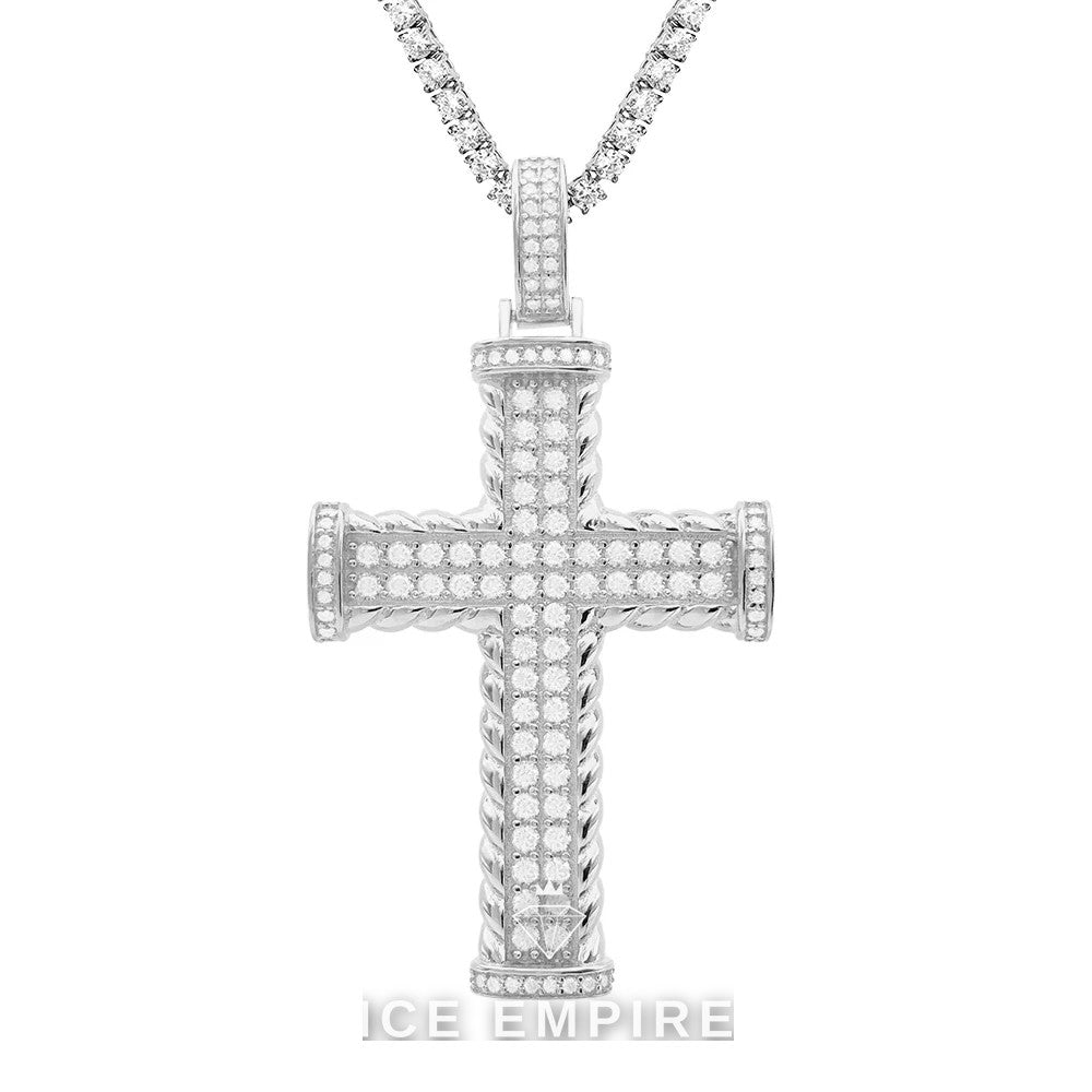 Iced Out Cross 925 Silver Pendant