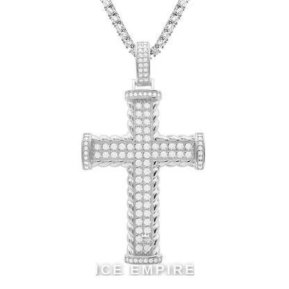 Iced Out Cross 925 Silver Pendant