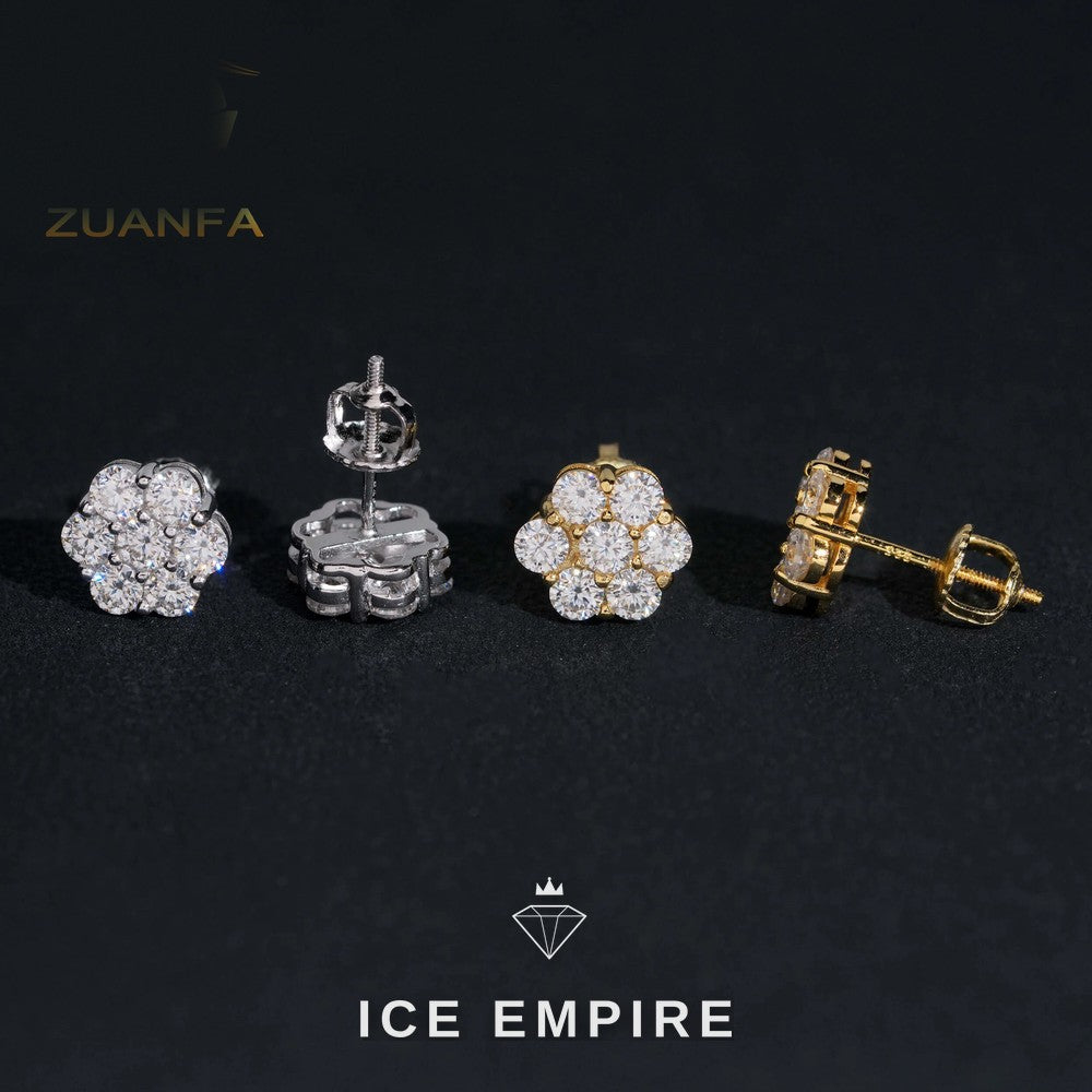 Iced Out Rose Gold Plated Moissanite Stud Earrings