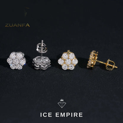 Iced Out Rose Gold Plated Moissanite Stud Earrings