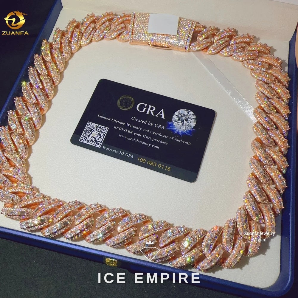 Iced Out Rose Gold Plated Moissanite Cuban Chain