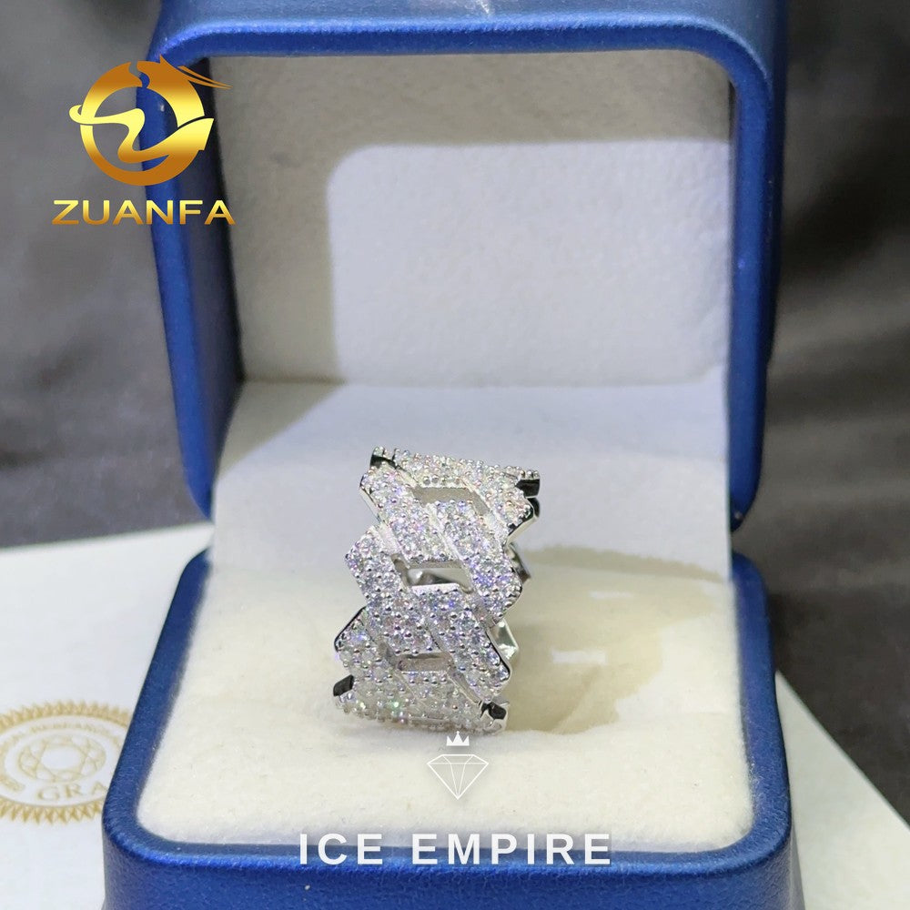 Iced Out 925 Silver Moissanite Ring