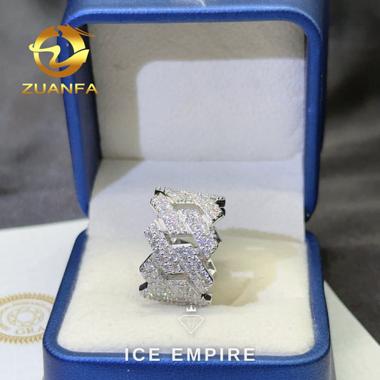 Iced Out 925 Silver Moissanite Ring
