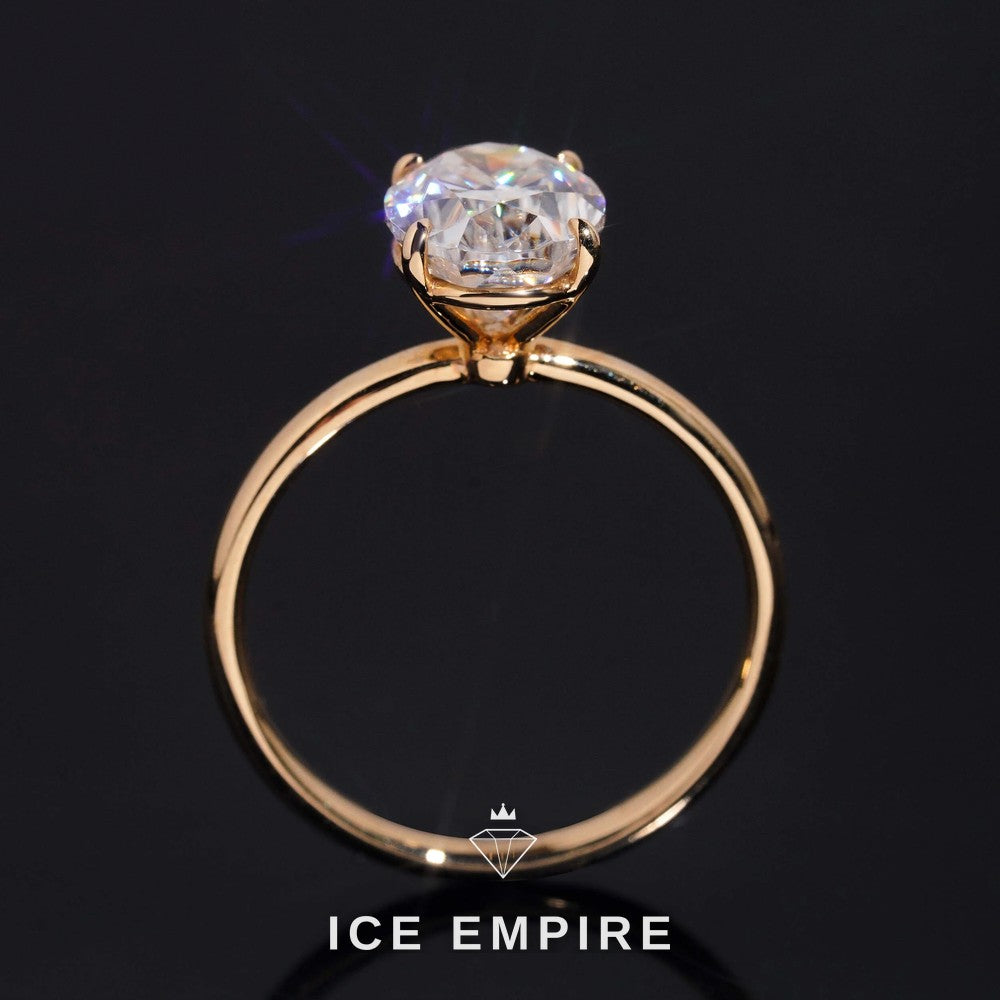 Iced Out Gold Plated Moissanite Engagement Ring