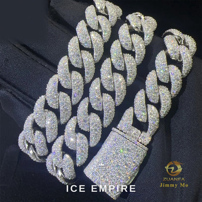 Iced Out 925 Silver Moissanite Cuban Chain