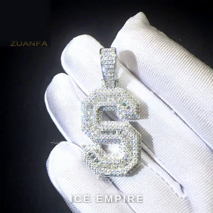 Iced Out Baguette Gold Plated Moissanite Pendant