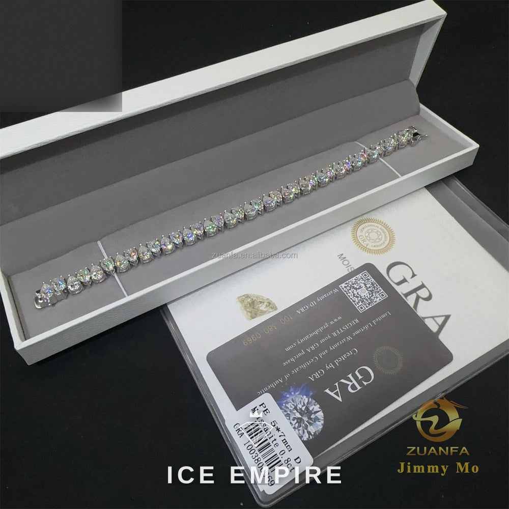 Iced Out Cluster 925 Silver Moissanite Tennis Chain