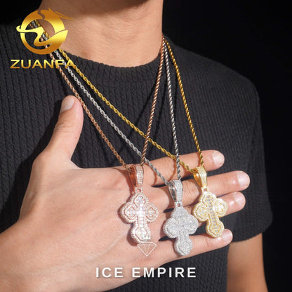 Iced Out Cross Rose Gold Plated Pendant