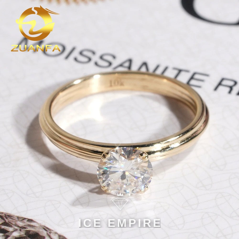 Iced Out 10K Gold Moissanite Engagement Ring