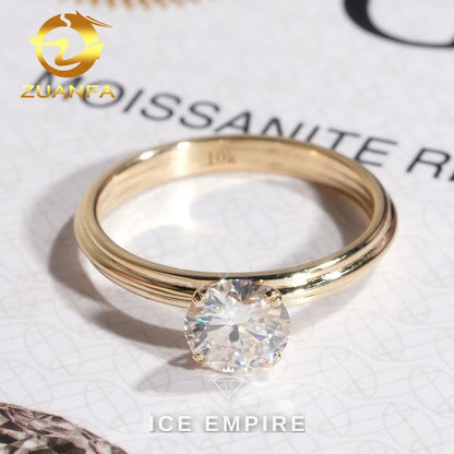 Iced Out 10K Gold Moissanite Engagement Ring