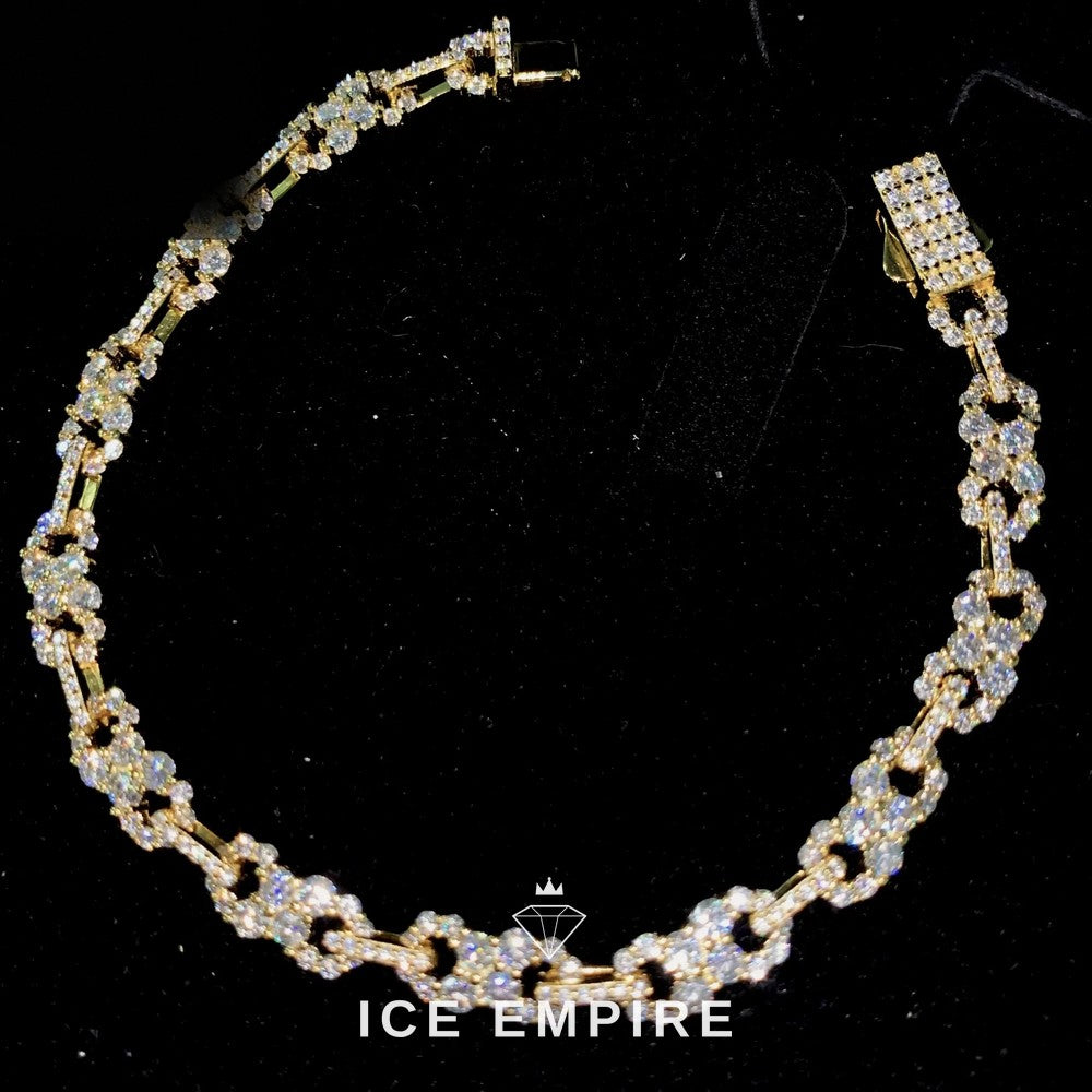 Iced Out Baguette 925 Silver Moissanite Cuban Chain
