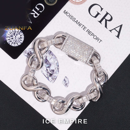 Iced Out Baguette 925 Silver Moissanite Cuban Chain