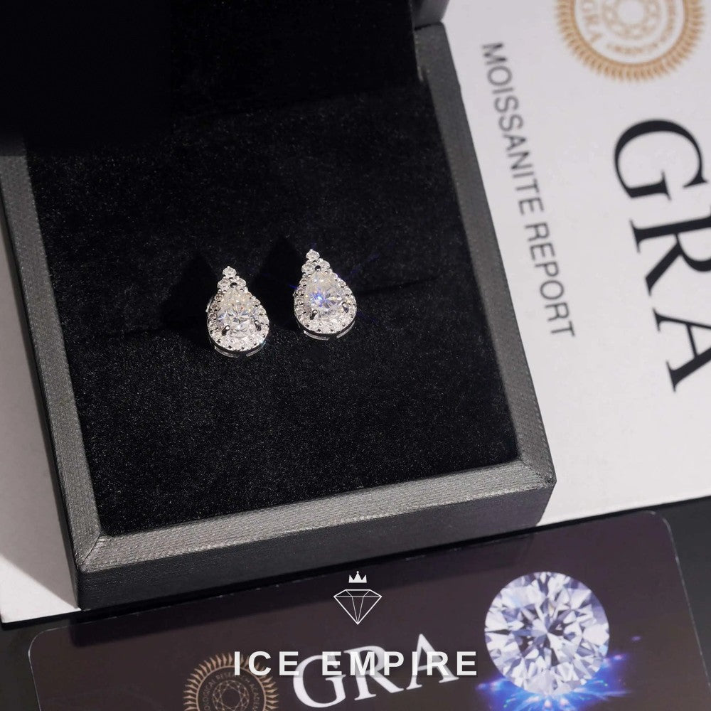 Iced Out 14K Gold Moissanite Earrings