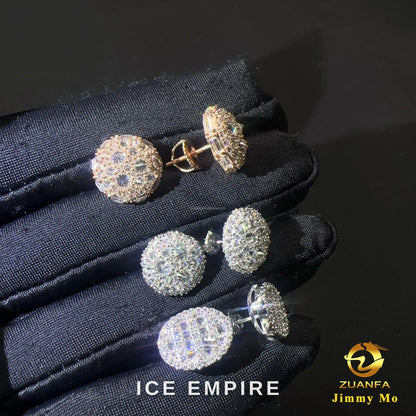 Iced Out 925 Silver Moissanite Stud Earrings