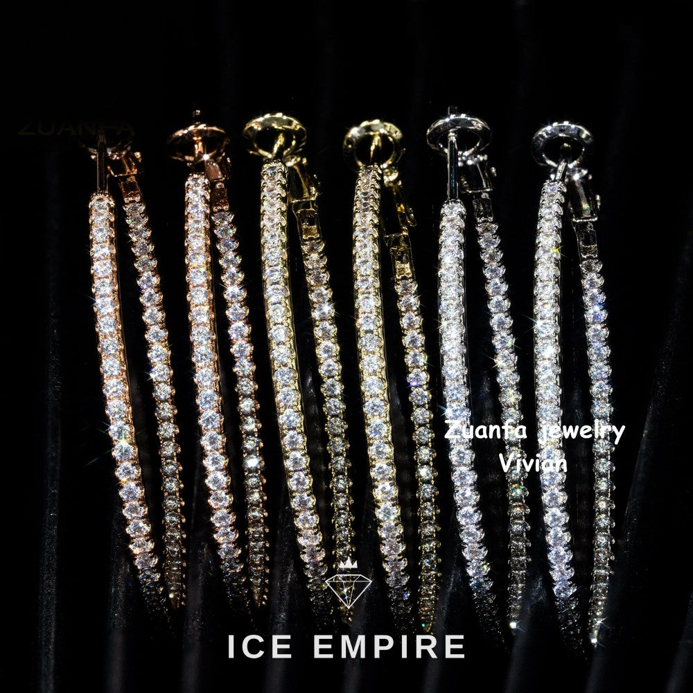Iced Out 925 Silver Moissanite Earrings